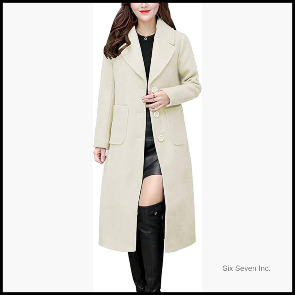 Wool Blend Notch Lapel Single Breasted Slim Fit Overcoat